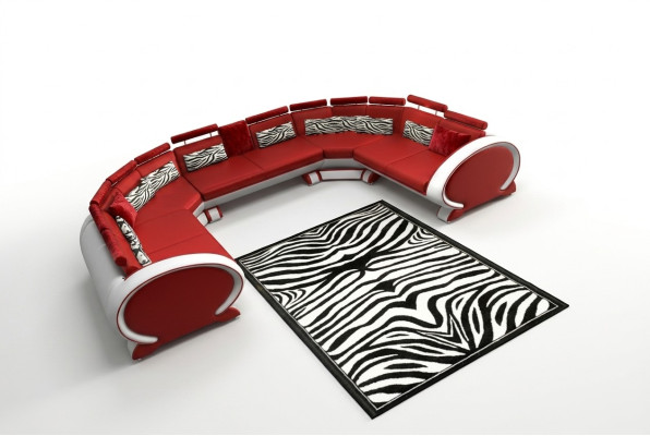 Skórzana sofa z USB tapicerowana sofa Ustawić Żywy krajobraz narożnik kanapa Narożnikowa kanapa Czerwony