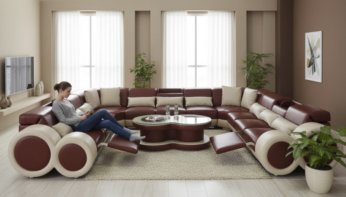 Żywy krajobraz Sofa Couch Podkładka Siedziba Narożnik Ustaw Designer Couches Sofy + USB