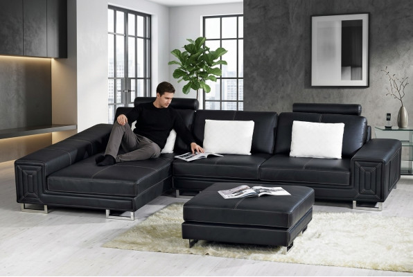 Żywy krajobraz Designerska Sofa Kanapa Podkładka Skóra Sofy Narożnik Narożnik Siedziba LForm Genov