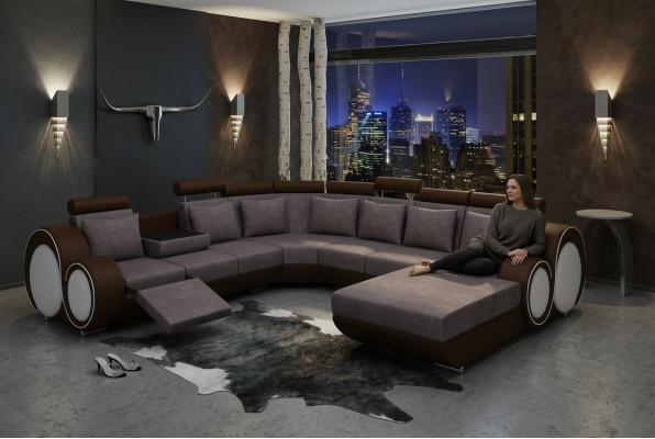 Włókienniczy Sofa z USB XXL Żywy krajobraz Material Couch Duża Podkładka Sofa U Shape Nowość