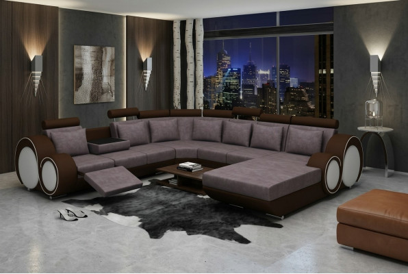 Włókienniczy Sofa z USB XXL Żywy krajobraz Material Couch Duża Podkładka Sofa U Shape Nowość