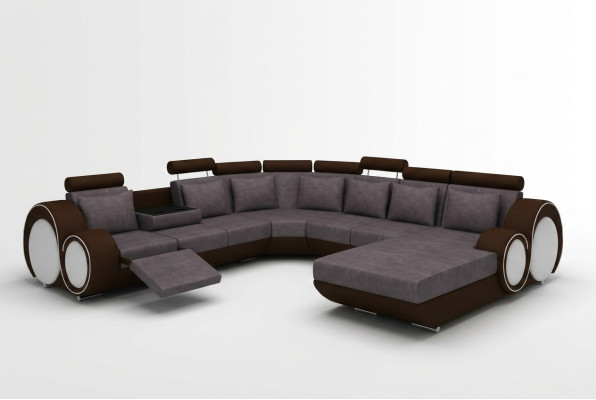 Włókienniczy Sofa z USB XXL Żywy krajobraz Material Couch Duża Podkładka Sofa U Shape Nowość