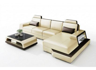 Nowoczesny narożnik Design Sofa Podkładka Narożnik Żywy krajobraz Skóra Włókienniczy Couch LED
