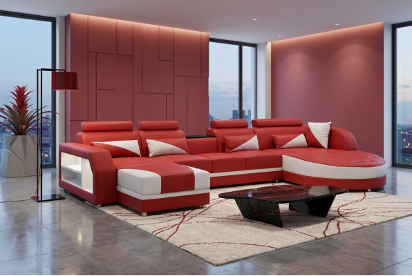 Sofa Narożnikowa kanapa Design Podkładka narożna kanapa Zestaw narożny Żywy krajobraz Couch UForm +USB