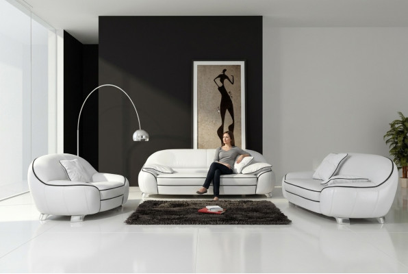 Skórzana sofa kanapa Żywy krajobraz 3+2+1 miejsce do siedzenia Ustawić Design Nowoczesna Sofa na USB