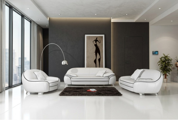 Skórzana sofa kanapa Żywy krajobraz 3+2+1 miejsce do siedzenia Ustawić Design Nowoczesna Sofa na USB