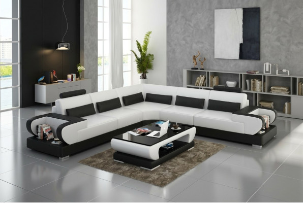 Skórzana sofa kanapa Żywy krajobraz Narożnik Ustawić Design Nowoczesna Sofa z USB Narożnikowa kanapa