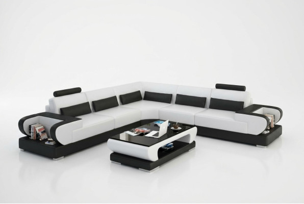 Skórzana sofa kanapa Żywy krajobraz Narożnik Ustawić Design Nowoczesna Sofa z USB Narożnikowa kanapa