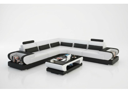 Skórzana sofa kanapa Żywy krajobraz Narożnik Ustawić Design Nowoczesna Sofa z USB Narożnikowa kanapa