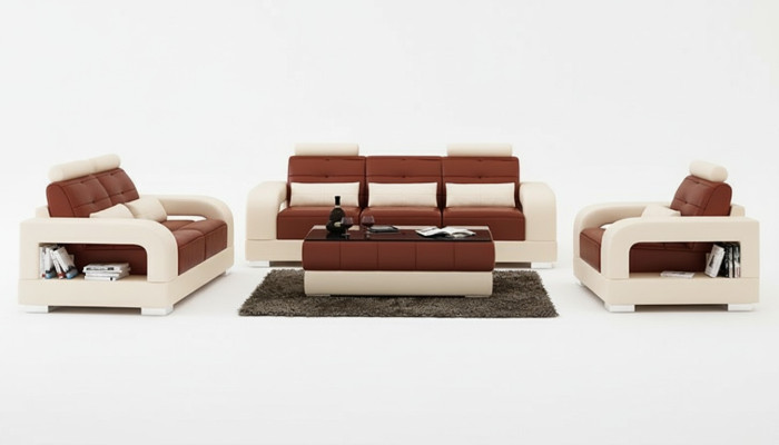 Skórzana sofa Kanapa Zestaw sofowy 3+2+1 miejsce do siedzenia Ustawić Design Nowoczesna Sofa z USB