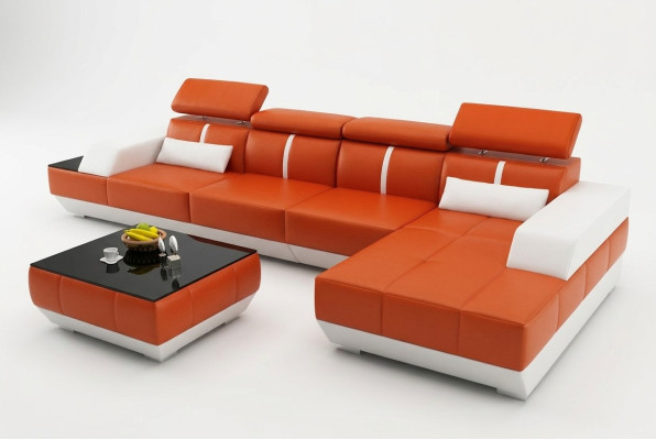 Skórzana sofa kanapa w kształcie litery L Żywy krajobraz Narożnikowa kanapa Ustawić Design Modern Sofa USB Eu