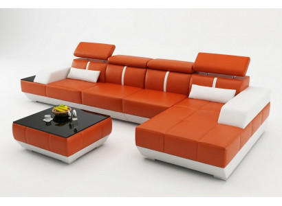 Skórzana sofa kanapa w kształcie litery L Żywy krajobraz Narożnikowa kanapa Ustawić Design Modern Sofa USB Eu