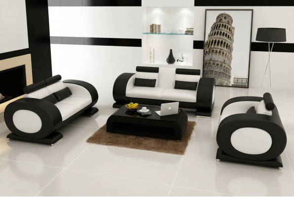 Sofa skórzana Modern Couch Żywy krajobraz 3+2+1 miejsce siedzące Ustawić Design Sofa na USB