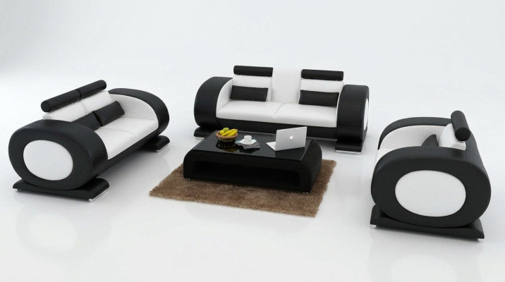 Sofa skórzana Modern Couch Żywy krajobraz 3+2+1 miejsce siedzące Ustawić Design Sofa na USB