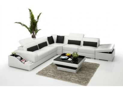 Skórzana sofa kanapa Żywy krajobraz Narożnik kanapa Narożnik Ustaw Design Nowoczesna Sofa z USB