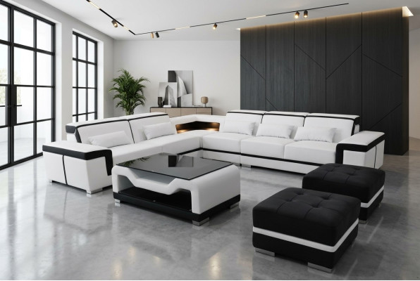 Skóra Sofa z USB Podkładka Narożnik Couch Ustawić Żywy krajobraz Tabela Stołek