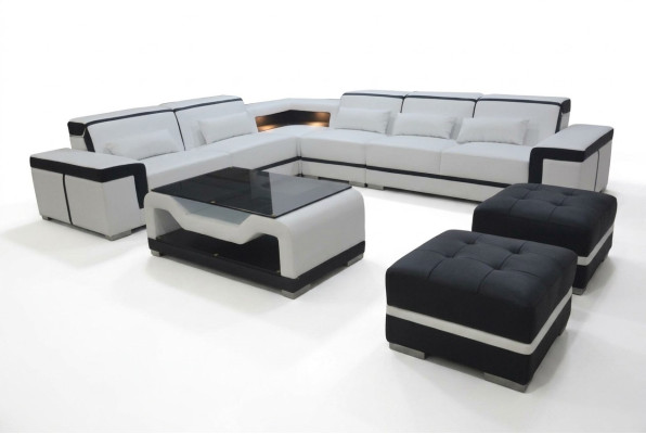 Skóra Sofa z USB Podkładka Narożnik Couch Ustawić Żywy krajobraz Tabela Stołek