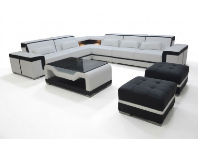Skóra Sofa z USB Podkładka Narożnik Couch Ustawić Żywy krajobraz Tabela Stołek
