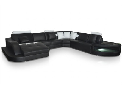 Skóra Sofy Żywy krajobraz Narożnik Ustawić Design Nowoczesna Sofa z USB L6015 Tabela