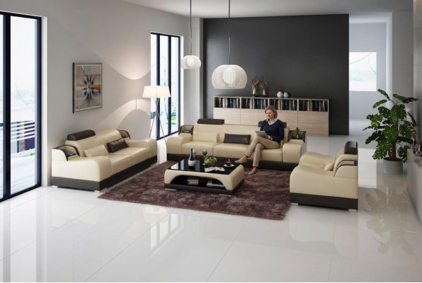 Zestaw sofowy Couch Podkładka Sofa 3+1+1 Obcios Design Skóra 3-częściowa. Kompletny zestaw
