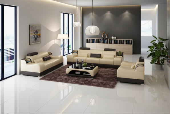 Zestaw sofowy Couch Podkładka Sofa 3+1+1 Obcios Design Skóra 3-częściowa. Kompletny zestaw