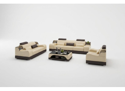 Zestaw sofowy Couch Podkładka Sofa 3+1+1 Obcios Design Skóra 3-częściowa. Kompletny zestaw