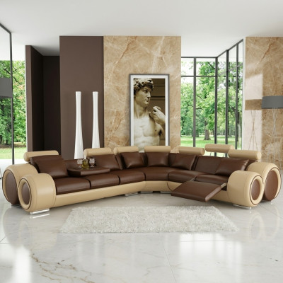 Skóra SOFA NAROŻNIK DESIGN SOFA SKÓRZANA KANAPA Narożnikowa kanapa Żywy krajobraz Czarny Biały
