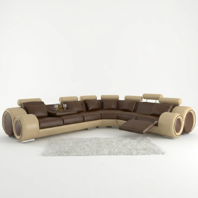 Skóra SOFA NAROŻNIK DESIGN SOFA SKÓRZANA KANAPA Narożnikowa kanapa Żywy krajobraz Czarny Biały