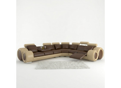 Skóra SOFA NAROŻNIK DESIGN SOFA SKÓRZANA KANAPA Narożnikowa kanapa Żywy krajobraz Czarny Biały