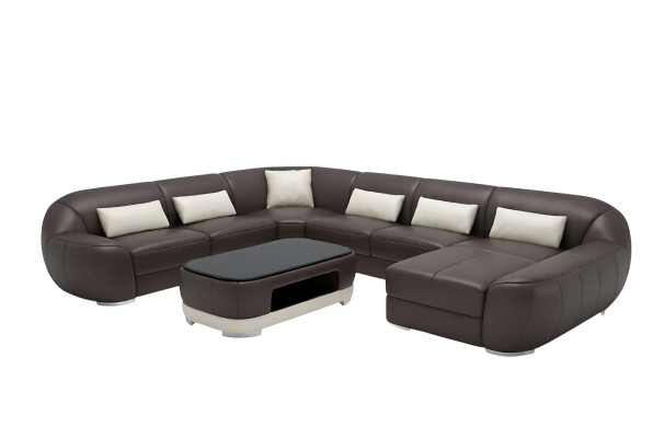 Nowoczesna skórzana sofa Narożnikowa kanapa Żywy krajobraz Siedziba Podkładka Couch Ustawić skórki