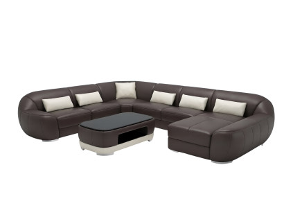 Nowoczesna skórzana sofa Narożnikowa kanapa Żywy krajobraz Siedziba Podkładka Couch Ustawić skórki