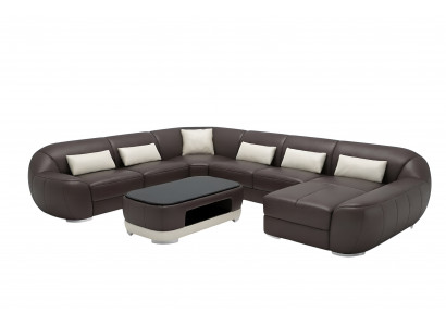 Nowoczesna skórzana sofa Narożnikowa kanapa Żywy krajobraz Siedziba Podkładka Couch Ustawić skórki