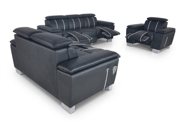 Zestaw sofowy skórzany komplet wypoczynkowy sofa Podkładka komplet 3+2+1 z USB