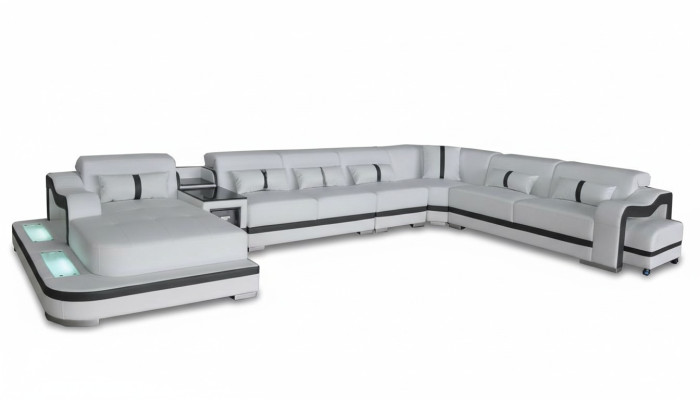 Skóra Couch Podkładka Siedziba Żywy krajobrazu Design Nowoczesny Narożnik Ustawić Sofę na USB