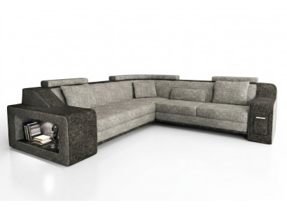 Narożnikowa kanapa Skóra Włókienniczy Sofa z USB,Podkładka Żywy krajobraz L Ustawić Siedziba Isching