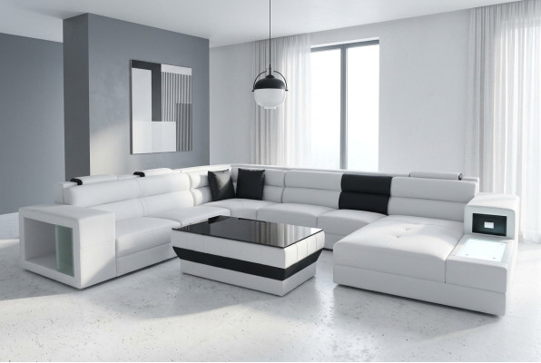 Narożnikowa kanapa Zestaw narożny Sofa narożna Sofa Sofa Podkładka Żywy krajobraz Tabela LED USB Nowość