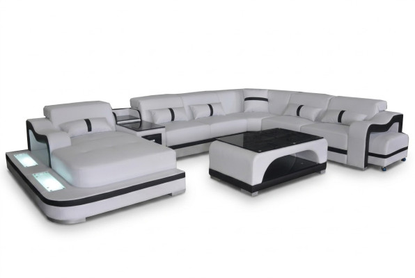 Narożnikowa kanapa Zestaw narożny Narożnik Sofa Sofa Podkładka Żywy krajobraz Tabela USB LED Nowość