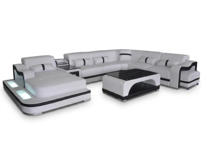Narożnikowa kanapa Zestaw narożny Narożnik Sofa Sofa Podkładka Żywy krajobraz Tabela USB LED Nowość