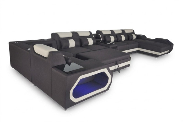 Luksusowa Sofa Narożna Nowoczesna Żywy krajobraz Sofy Zestaw narożny + Światło + USB