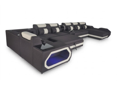 Luksusowa Sofa Narożna Nowoczesna Żywy krajobraz Sofy Zestaw narożny + Światło + USB
