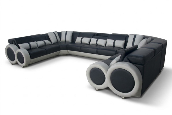 Design Żywy krajobraz Skóra Sofa Couch Podkładka Zestaw narożny Modern Siedziba Narożnik USB