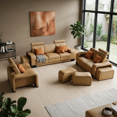 Zestaw sofowy Couch USB Sofa Skóra Ustawić Siedziba Żywy krajobraz 3+2+1 miejsce siedzące Nowy