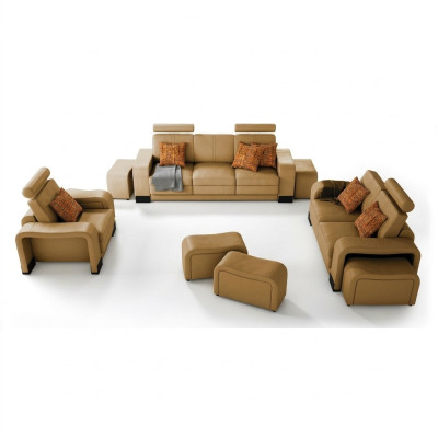 Zestaw sofowy Couch USB Sofa Skóra Ustawić Siedziba Żywy krajobraz 3+2+1 miejsce siedzące Nowy