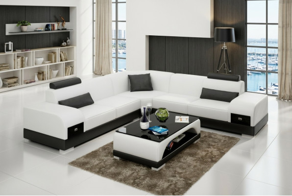 Sofa skórzana kanapa Żywy krajobraz Narożnikowa kanapa Narożnik Ustaw Design Nowoczesna Sofa USB Nowość