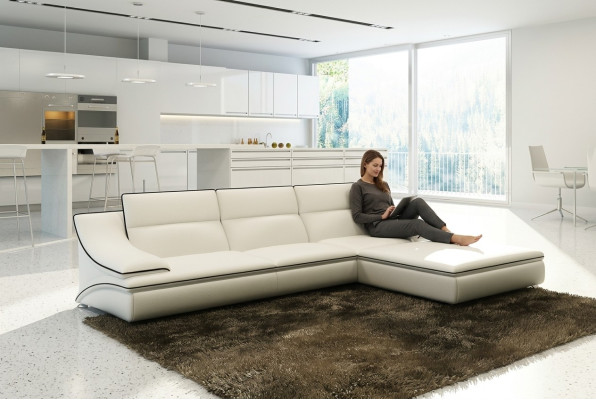 Skórzana sofa z USB,Żywy krajobrazu Narożnikowa kanapa Narożnik Ustaw Design Modern Sofa A1160C
