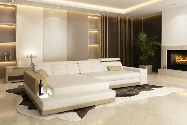 Skórzana sofa z USB Żywy krajobraz Narożnikowa kanapa Narożnik Ustaw Design Modern Sofa C4010B