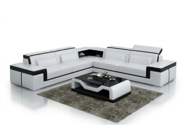 Skórzana sofa z USB,Żywy krajobrazu Narożnikowa kanapa Narożnik Ustaw Design Modern Sofa G8020B