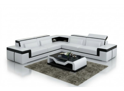 Skórzana sofa z USB,Żywy krajobrazu Narożnikowa kanapa Narożnik Ustaw Design Modern Sofa G8020B