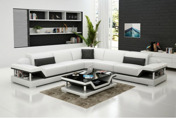 Skórzana sofa z USB Żywy krajobraz Narożnikowa kanapa Narożnik Ustaw Design Modern Sofa G8004B