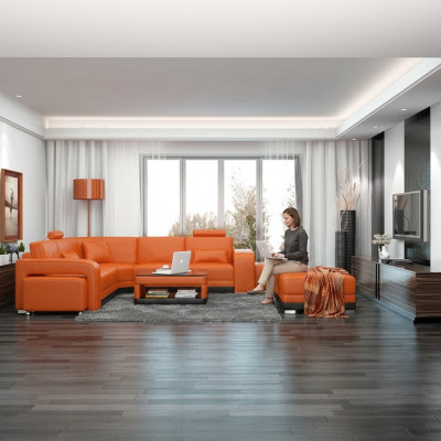 Skórzana sofa z USB Żywy krajobraz Narożnikowa kanapa Narożnik Ustaw Design Modern Sofa F3017B